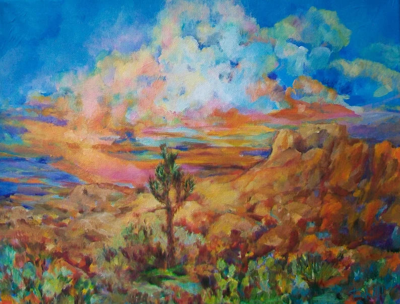 Joshua Tree Sunrise Original Acrylic Painting by Lynn Cahill