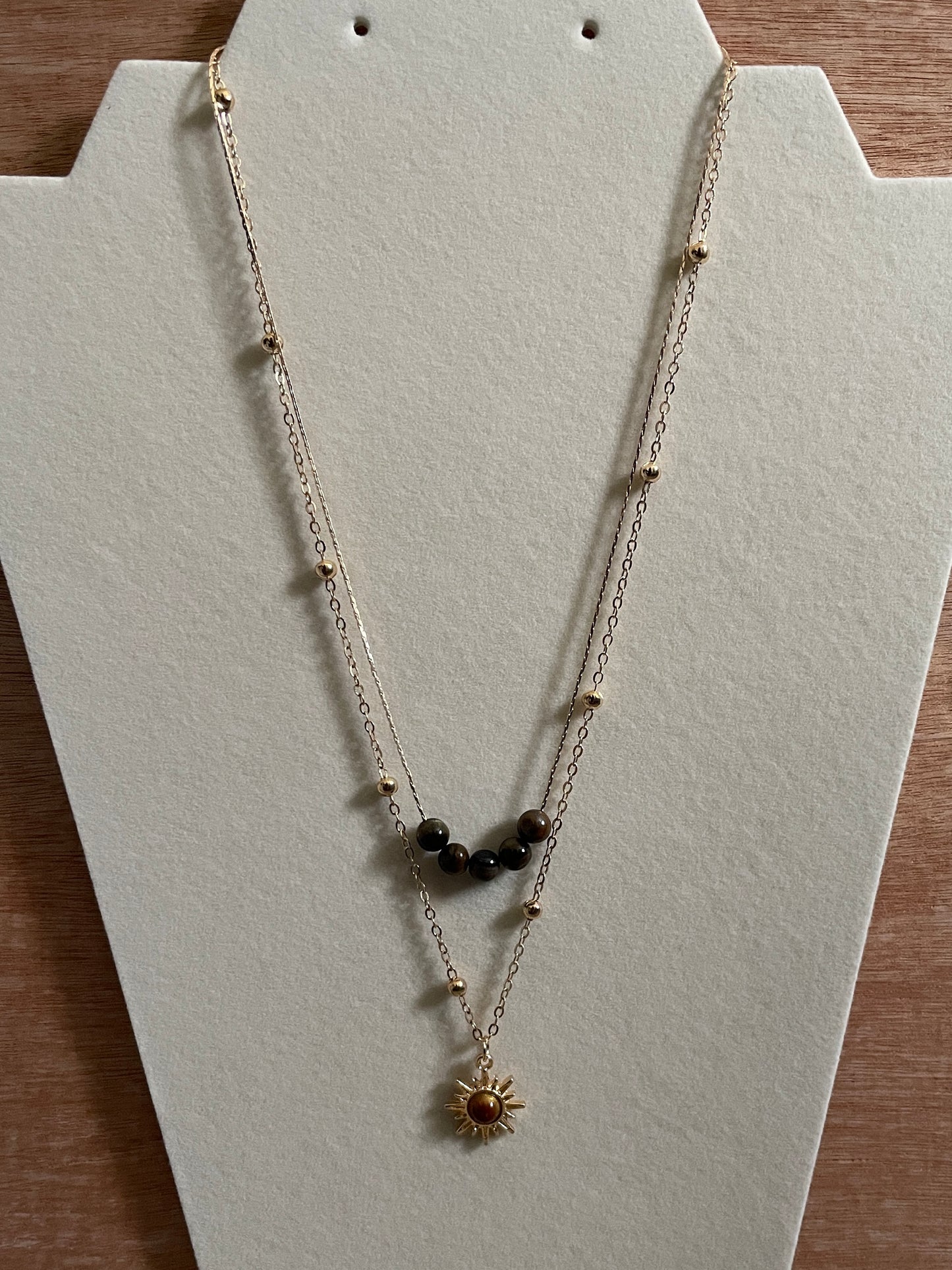 Layered Mocha Sunburst Necklace with Coffee Accents