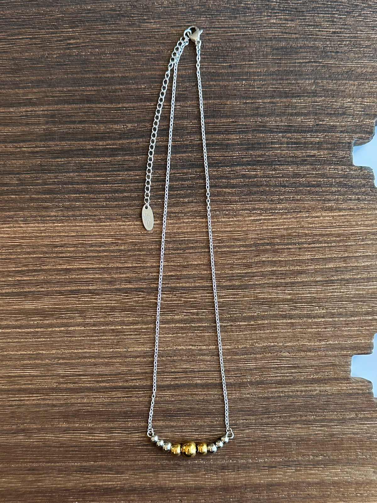 Mixed Metal Graduated Stainless Steel Western Pearl 1.5 inch Bar Necklace 16 inch Red Saguaro Jewelry by Cimarron Red Saguaro Trading Post