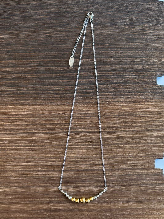 Mixed Metal Graduated Stainless Steel Western Pearl 2 inch Bar Necklace 16 inch Red Saguaro Jewelry by Cimarron Red Saguaro Trading Post