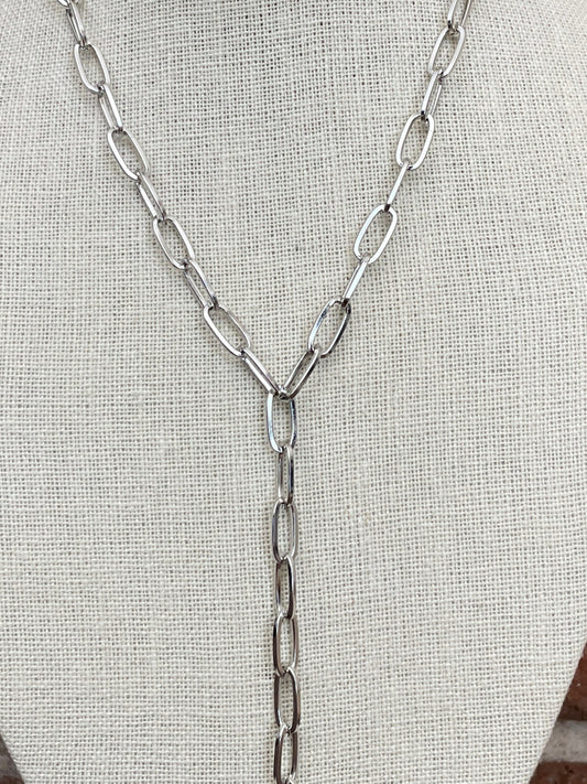 Paperclip Chain Lariat Necklace