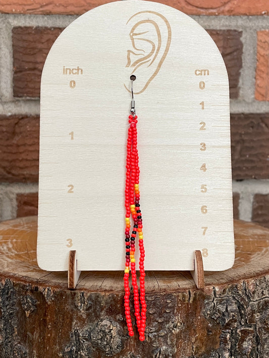 Red Southwest Pattern Seed Bead Earrings