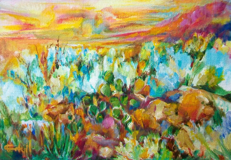 Sagebrush Sunrise Original Acrylic Painting by Lynn Cahill