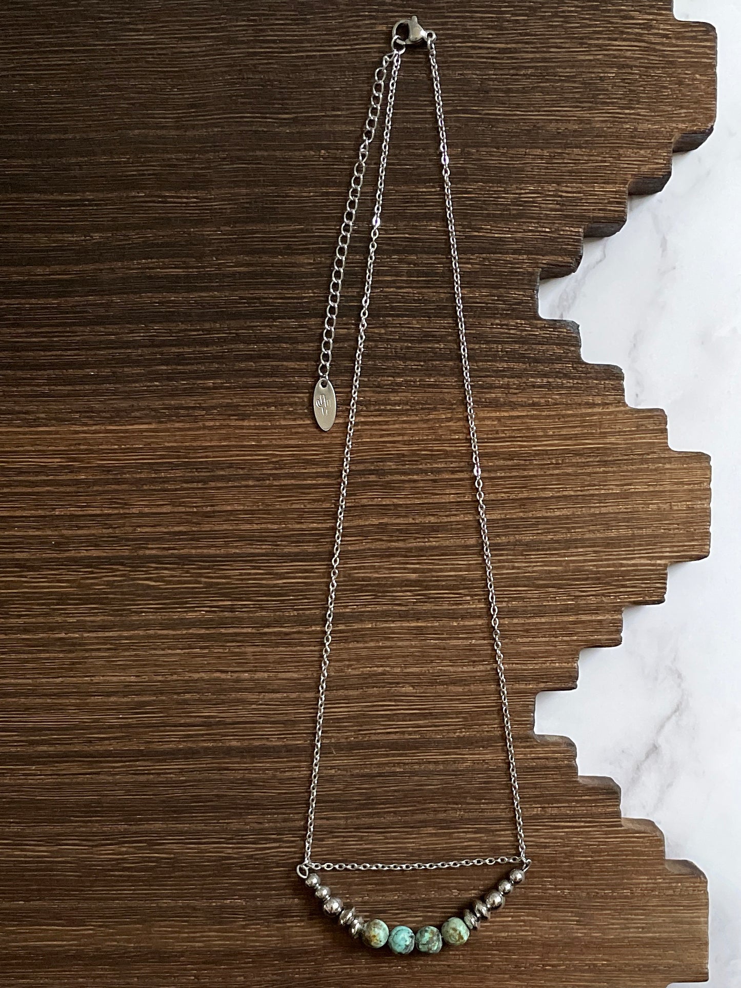 Sagebrush Prairie Western Pearl Bar Necklace 17 inch
