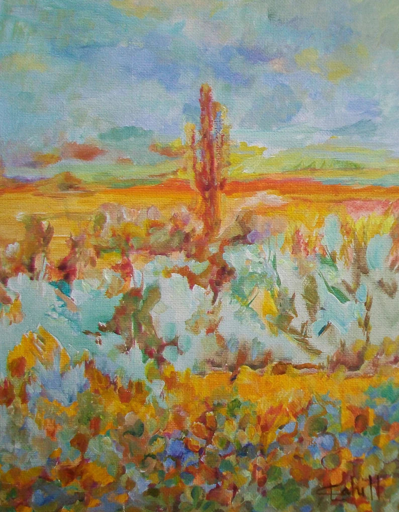 Sagebrush and Saguaro Original Acrylic Painting by Lynn Cahill
