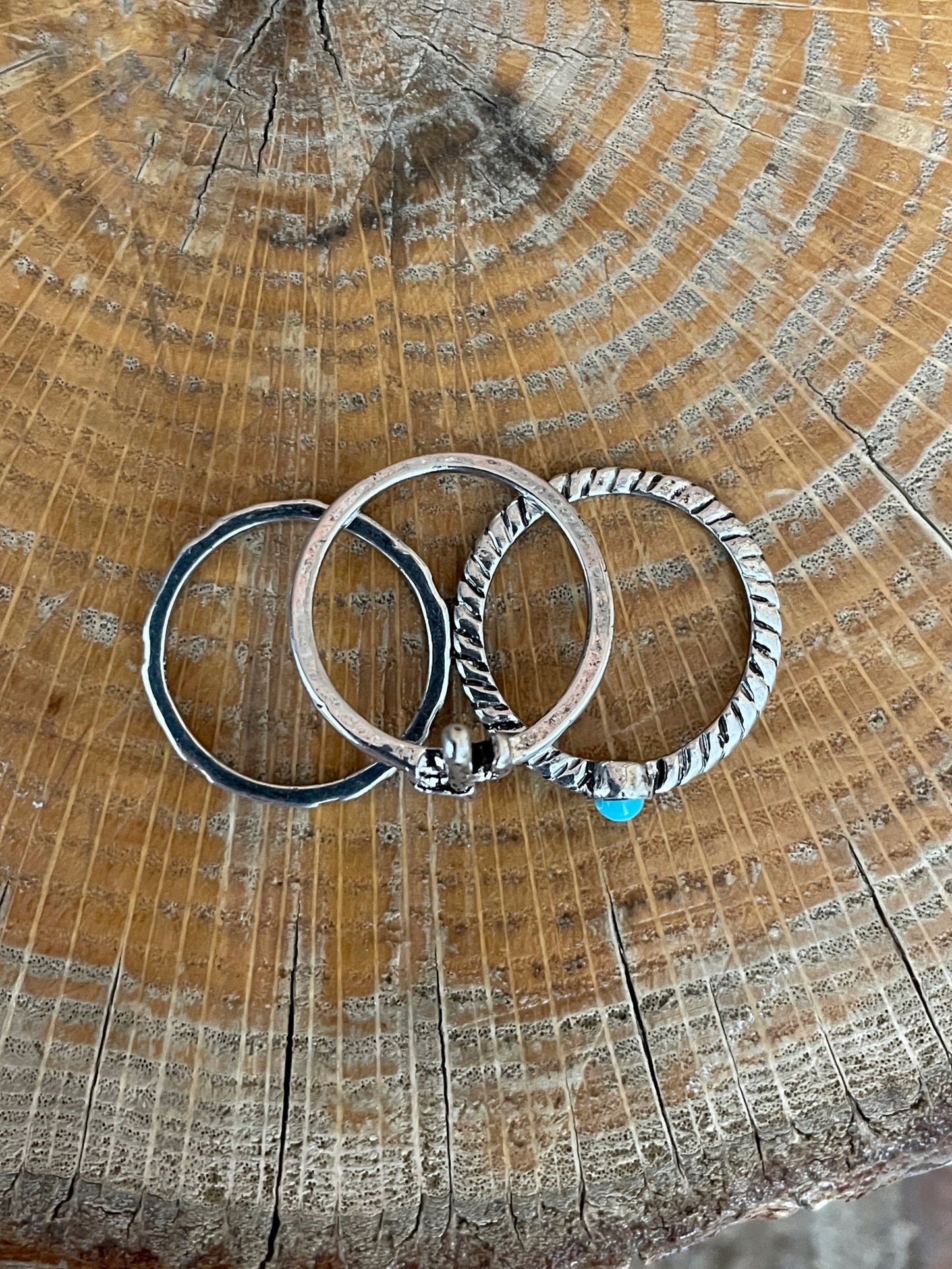 Saguaro Cactus and Turquoise Stacking Ring Set