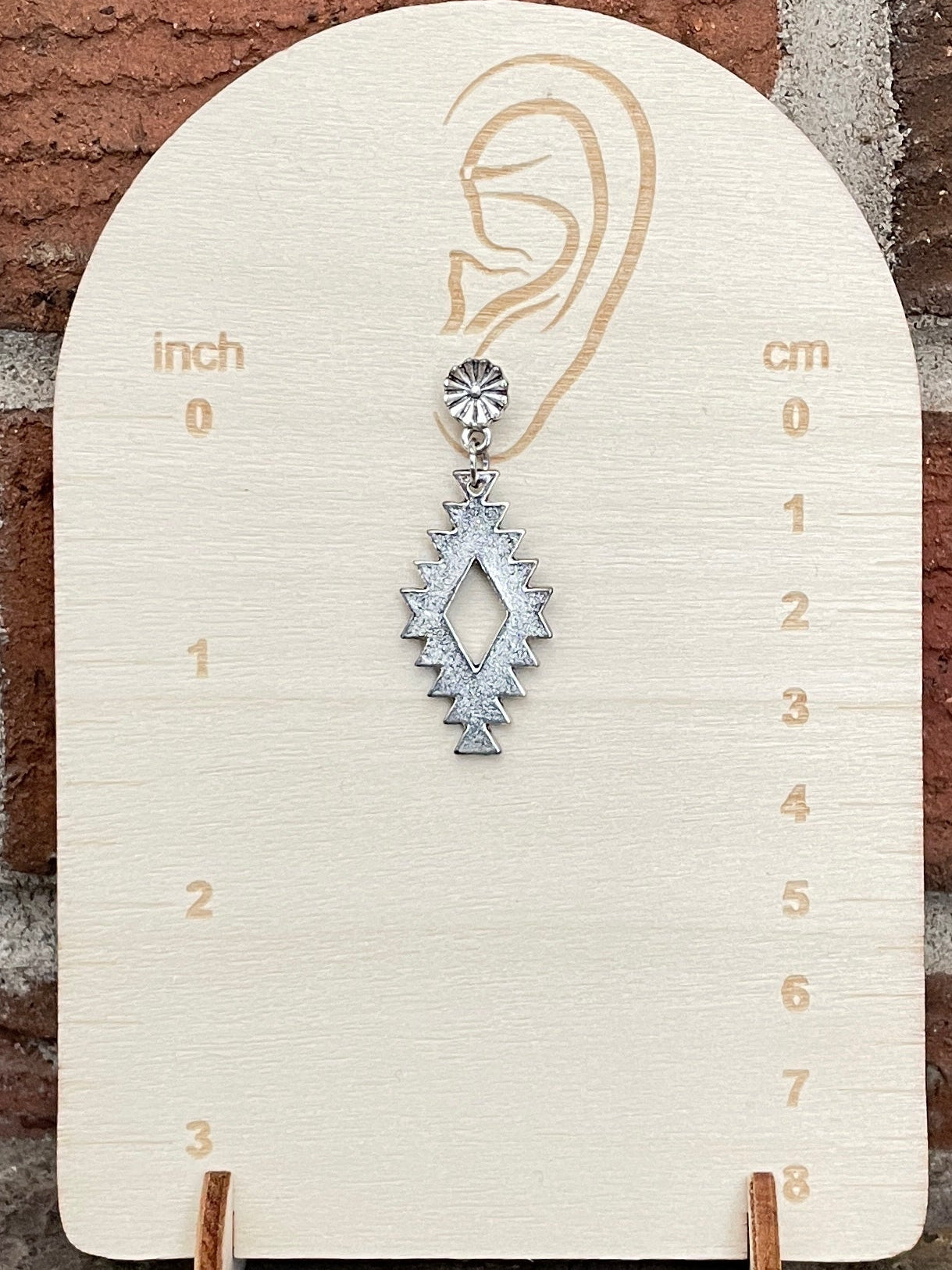 Silver Aztec Drop Earrings