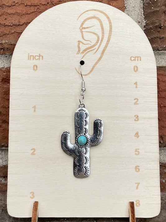 Stamped Saguaro Cactus Earrings