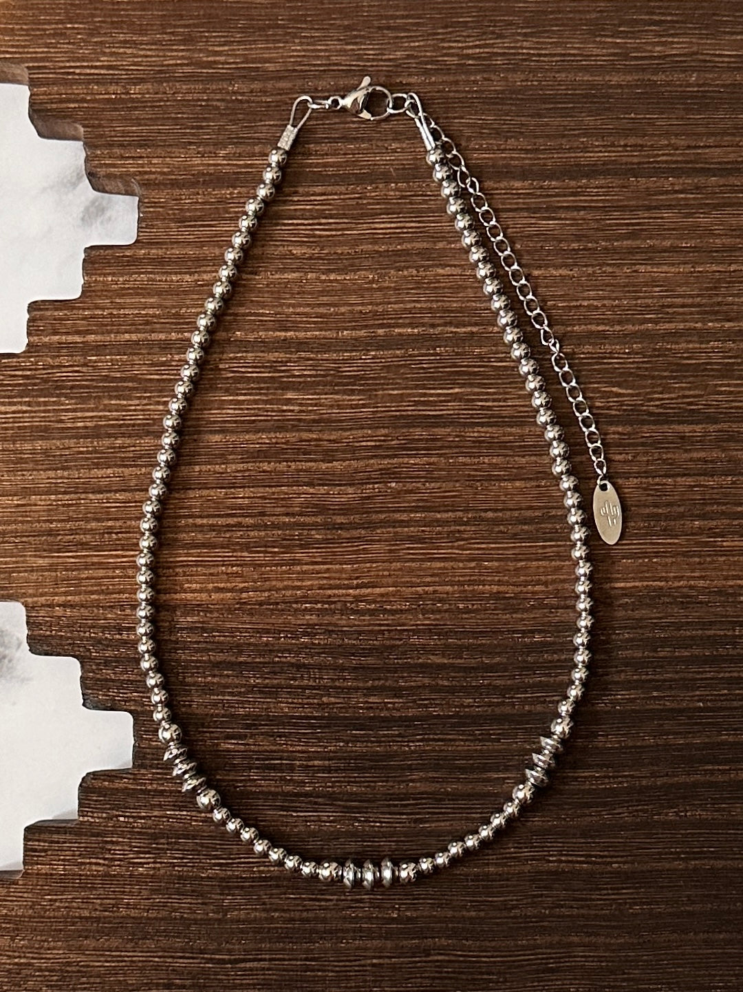 Triple Saucer 6mm Stainless Steel Western Pearl Choker Necklace 14 inch Red Saguaro Jewelry by Cimarron Red Saguaro Trading Post