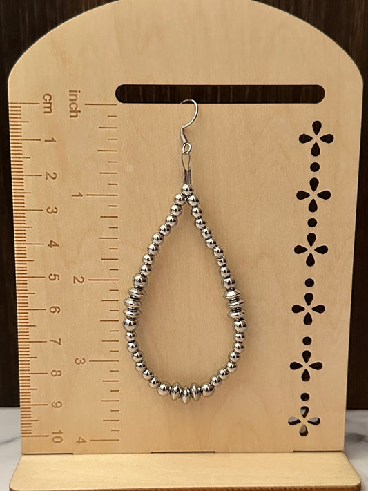 Triple Saucer 6mm Stainless Steel Western Pearl Teardrop Earrings Red Saguaro Jewelry by Cimarron Red Saguaro Trading Post
