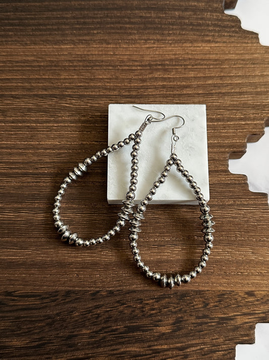 Triple Saucer Stainless Steel Western Pearl Teardrop Earrings Red Saguaro Jewelry by Cimarron Red Saguaro Trading Post