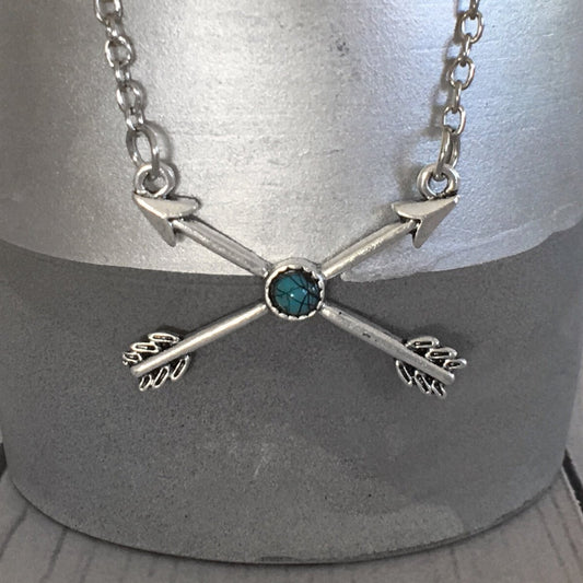 Crossed Arrows Pendant Necklace