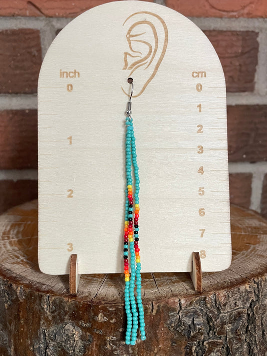 Turquoise Southwest Pattern Seed Bead Earrings
