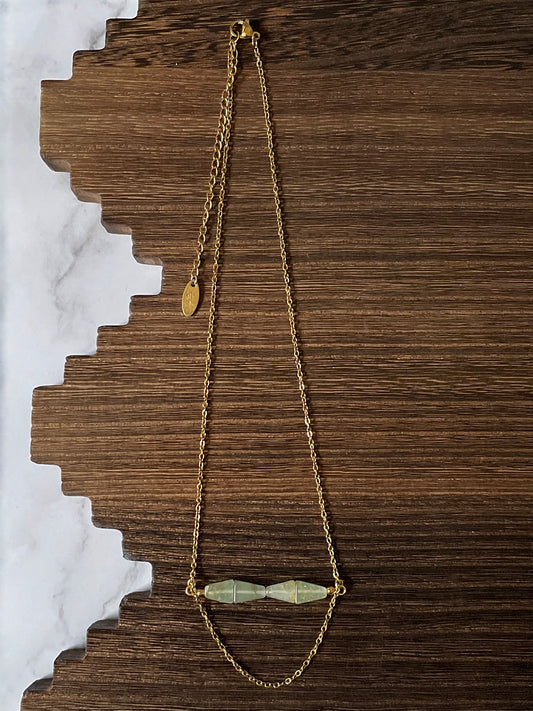Yucca Point Natural Stone Western Bar Necklace Gold 16 inch