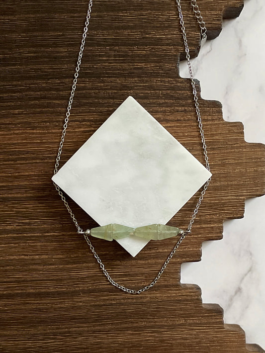 Yucca Point Natural Stone Western Bar Necklace Silver 16 inch