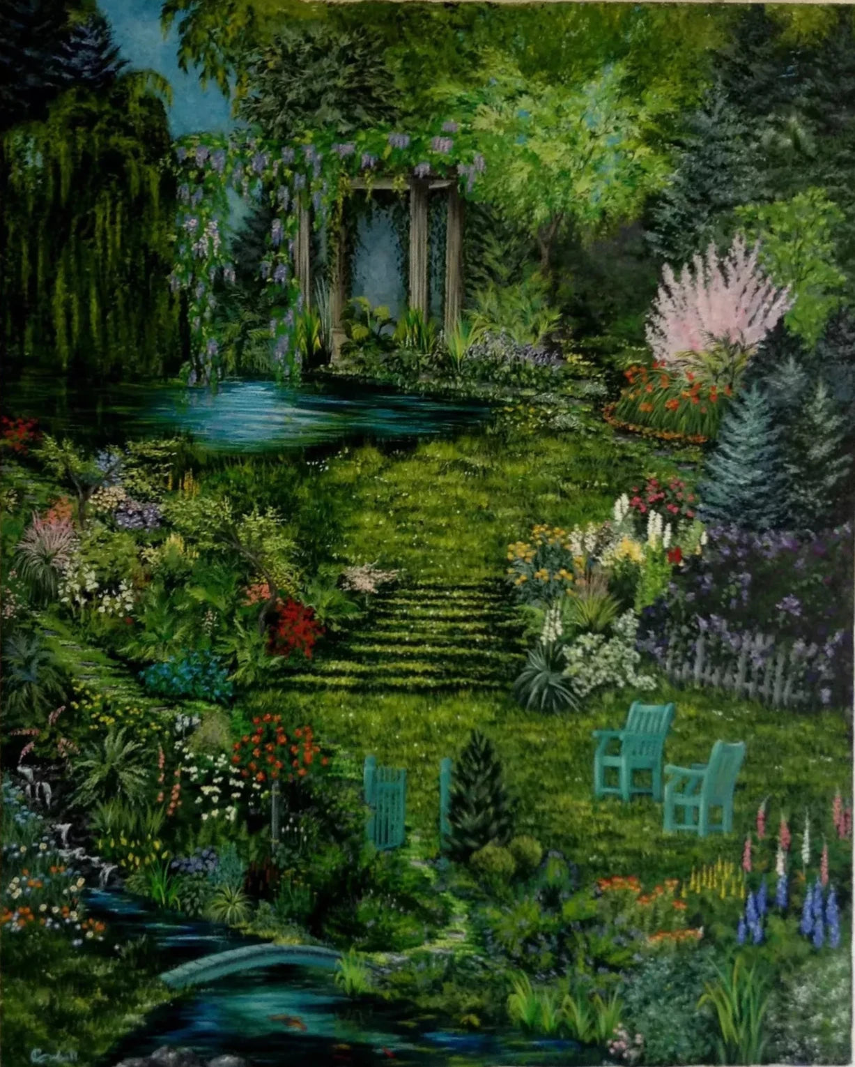 Twilight Garden Original Acrylic Painting by Lynn Cahill