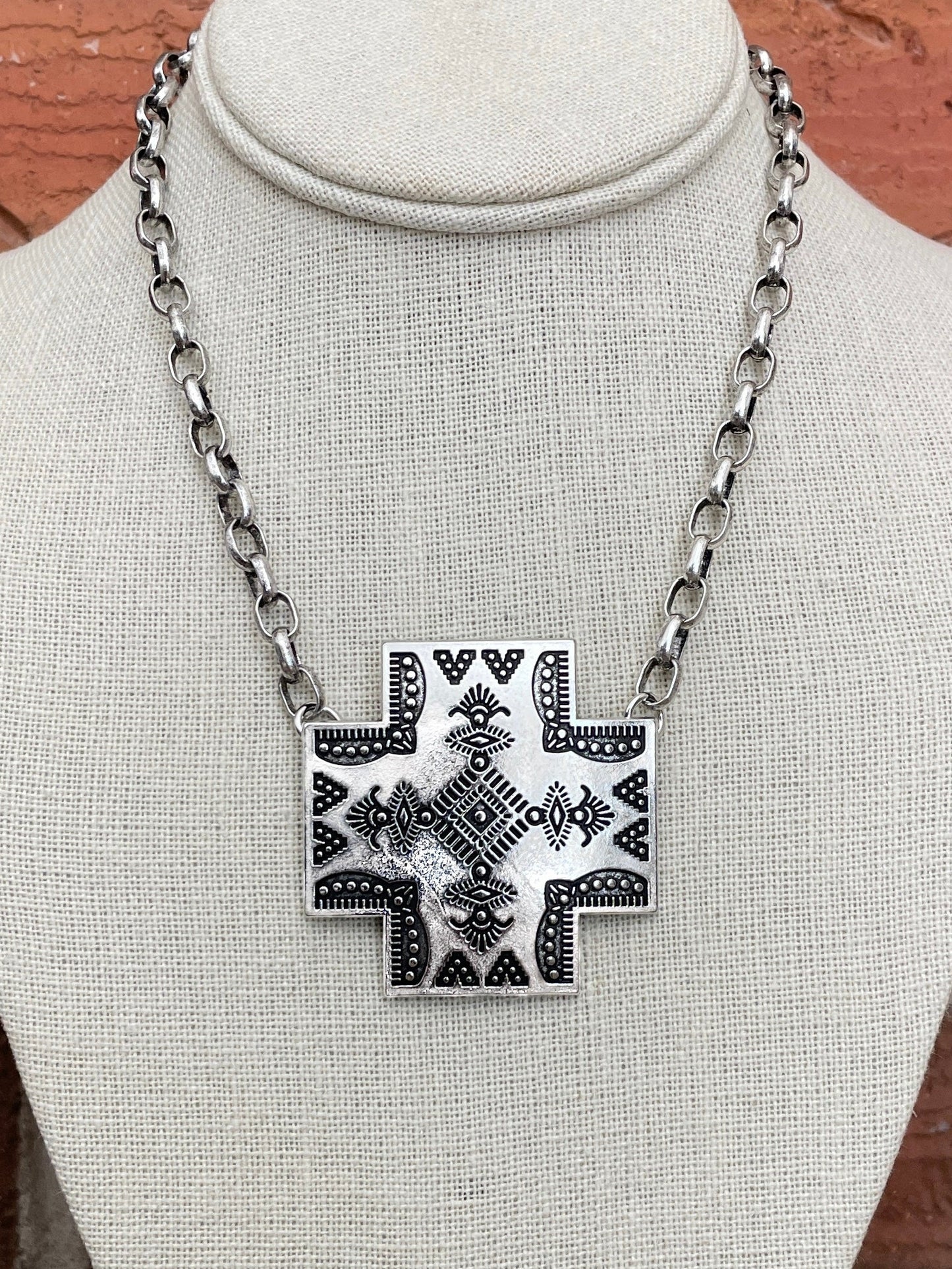 Four Winds Square Cross Necklace