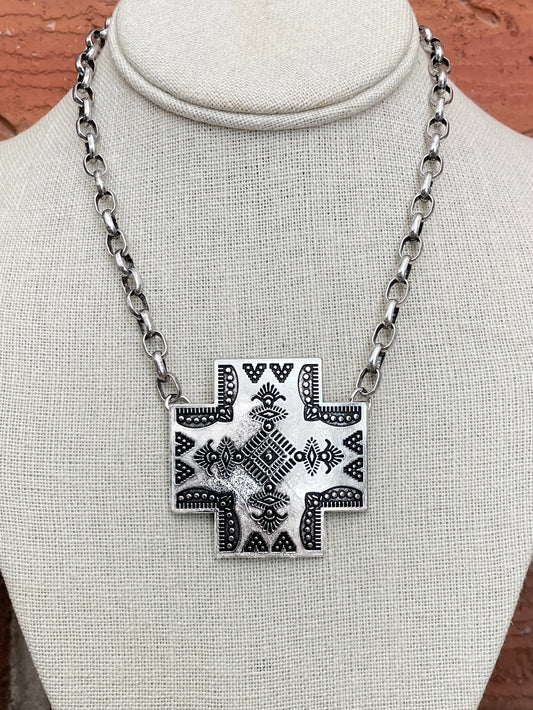 Four Winds Square Cross Necklace
