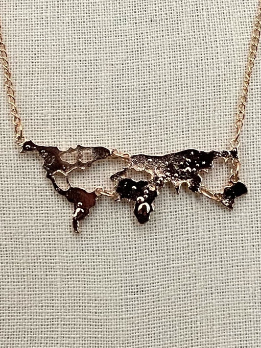 Travel the Map Necklace - Gold