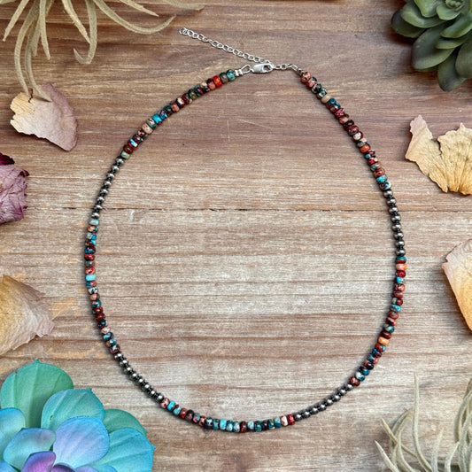 17” Blue & Pink Sea Sediment Necklace – Sterling Silver