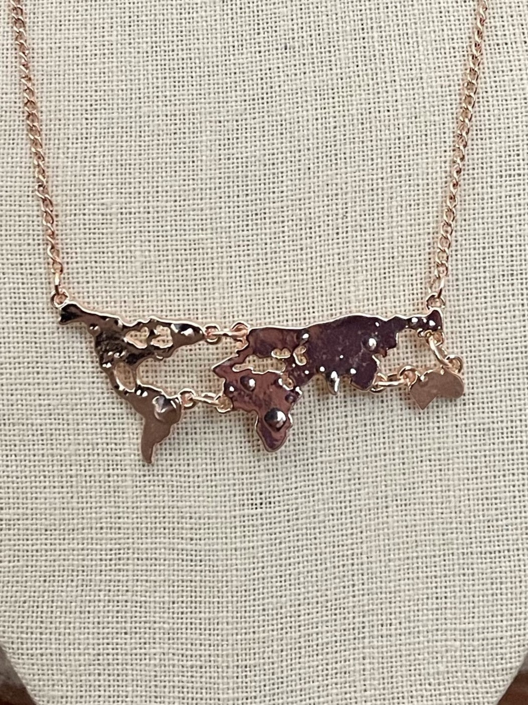 Travel the Map Necklace - Rose Gold