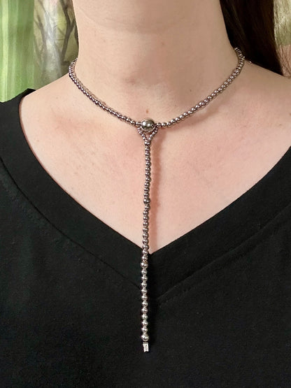 10mm Stainless Steel Western Pearl Lariat Choker Necklace 14 inch Red Saguaro Jewelry by Cimarron Red Saguaro Trading Post