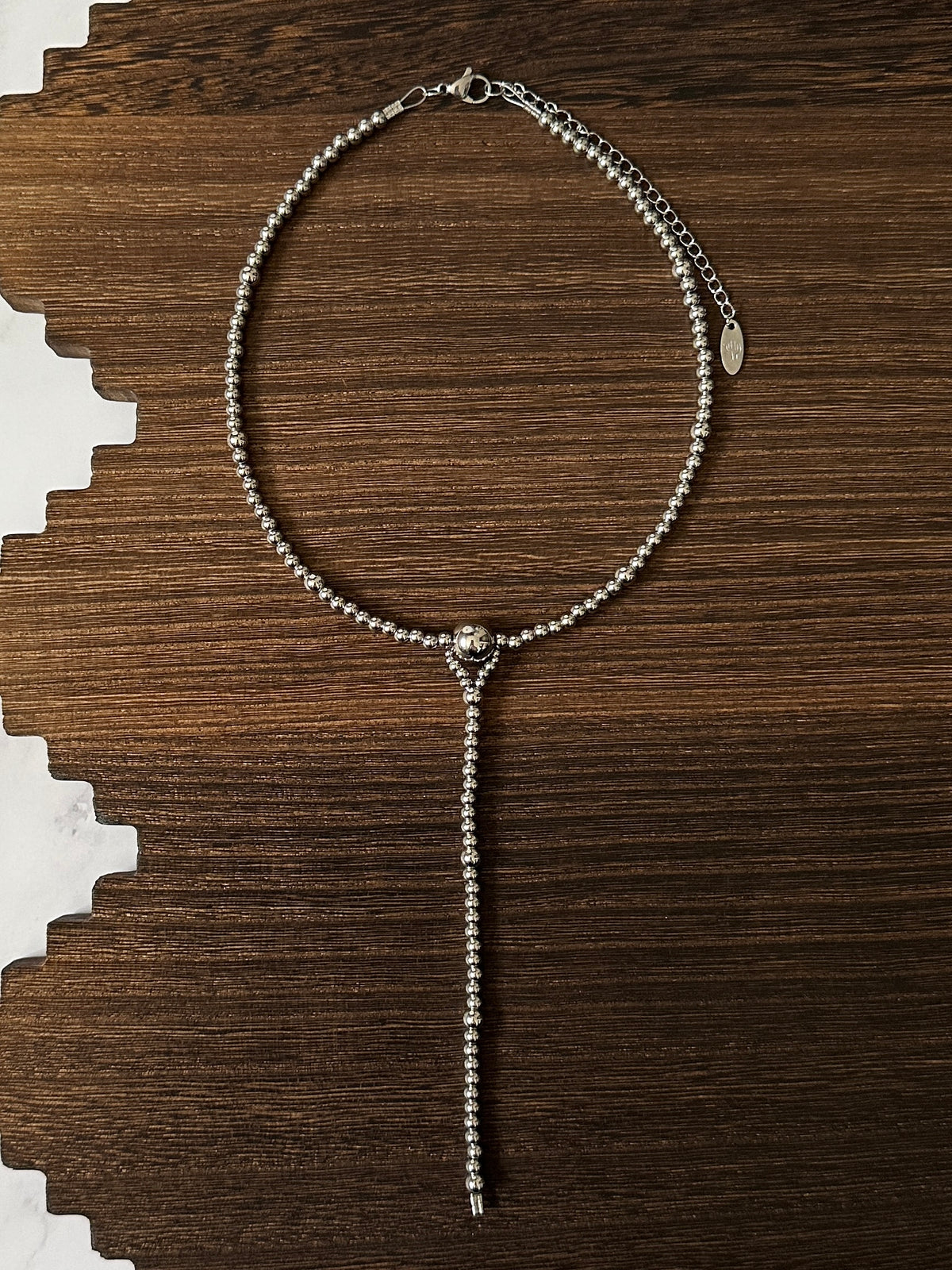 10mm Stainless Steel Western Pearl Lariat Choker Necklace 14 inch Red Saguaro Jewelry by Cimarron Red Saguaro Trading Post