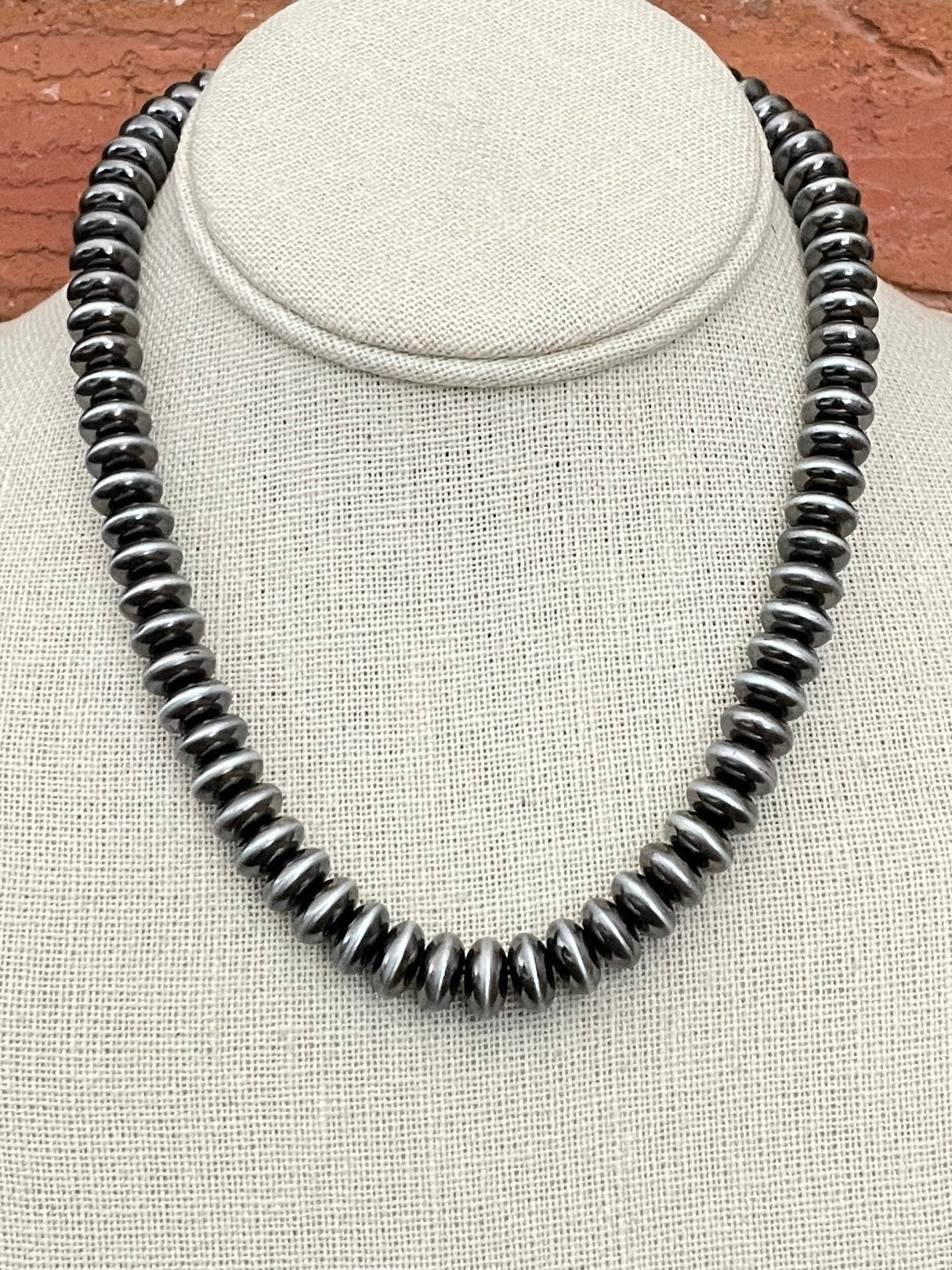 16.5 inch Navajo Style Pearl Saucer Necklace