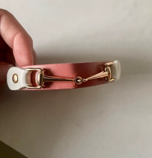 Snaffle Bit Bracelet - Dusty Pink & White