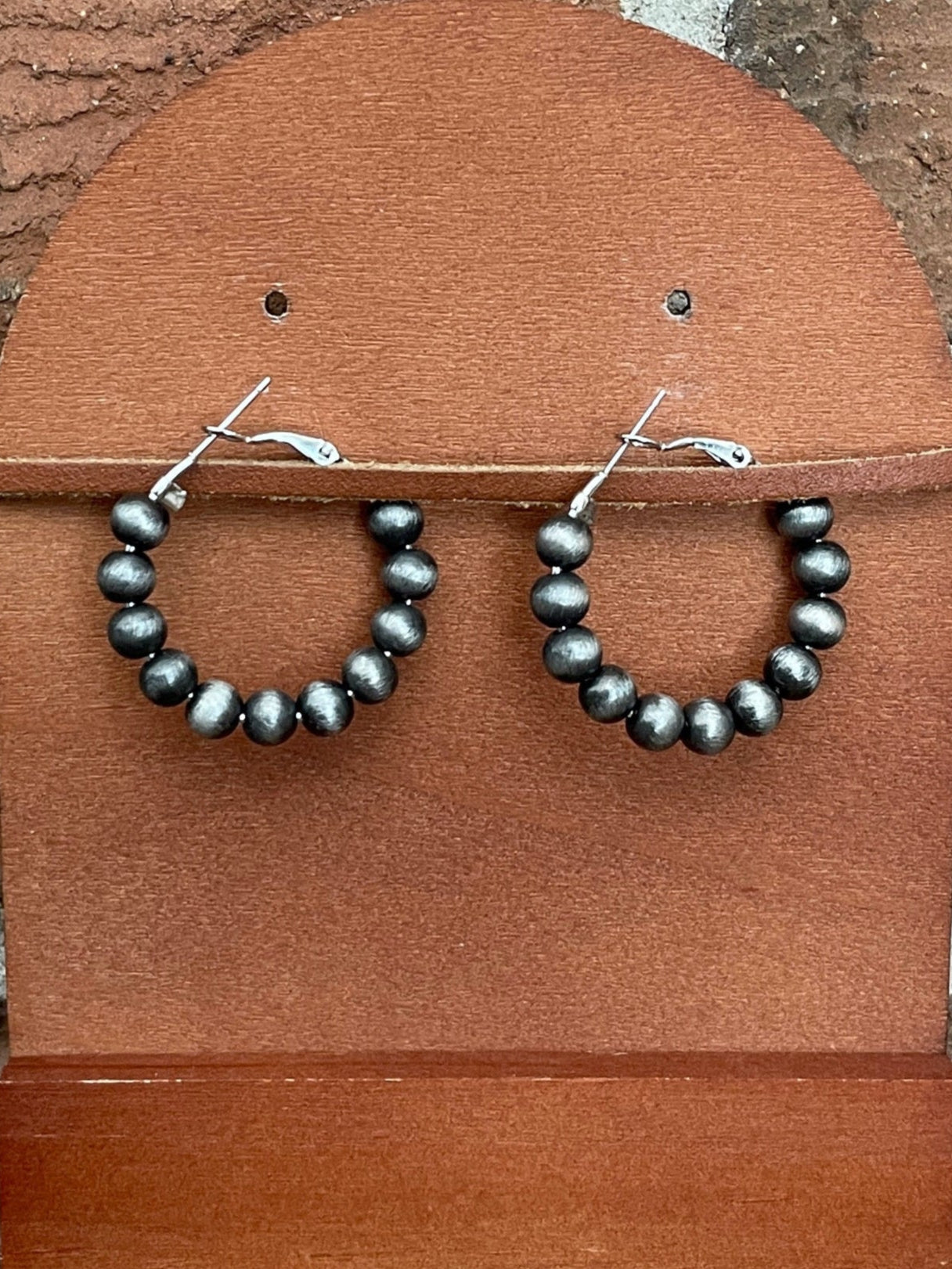 1 inch Navajo Style Pearl Hoop Earrings