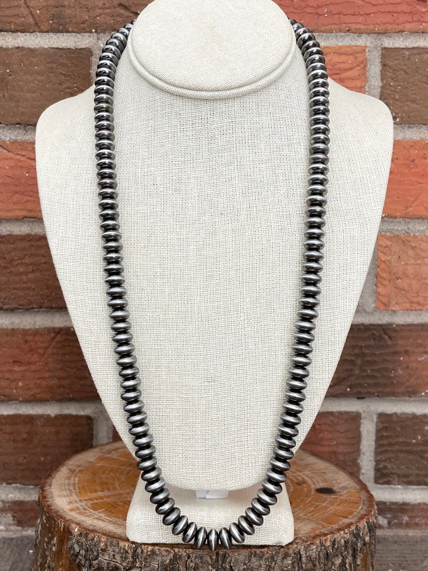 26.5 inch Navajo Style Pearl Saucer Necklace