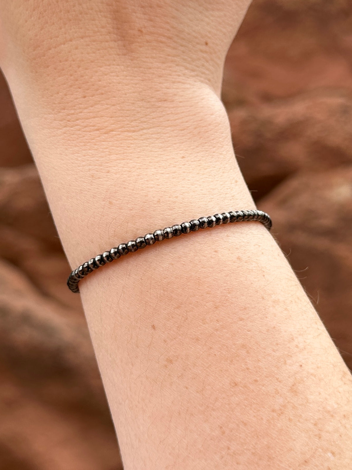3mm Brushed Steel Western Pearl Bracelet Red Saguaro Jewelry by Cimarron Red Saguaro Trading Post