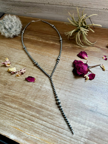Sterling Silver Pearl Graduated Lariat Necklace