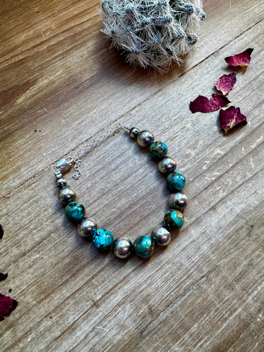 Sterling Silver Pearls 10mm bracelet and turquoise