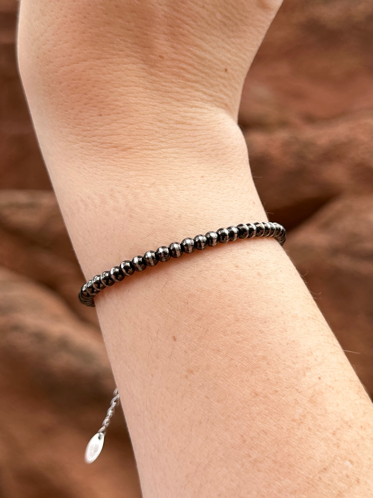 4mm Brushed Steel Western Pearl Bracelet Red Saguaro Jewelry by Cimarron Red Saguaro Trading Post