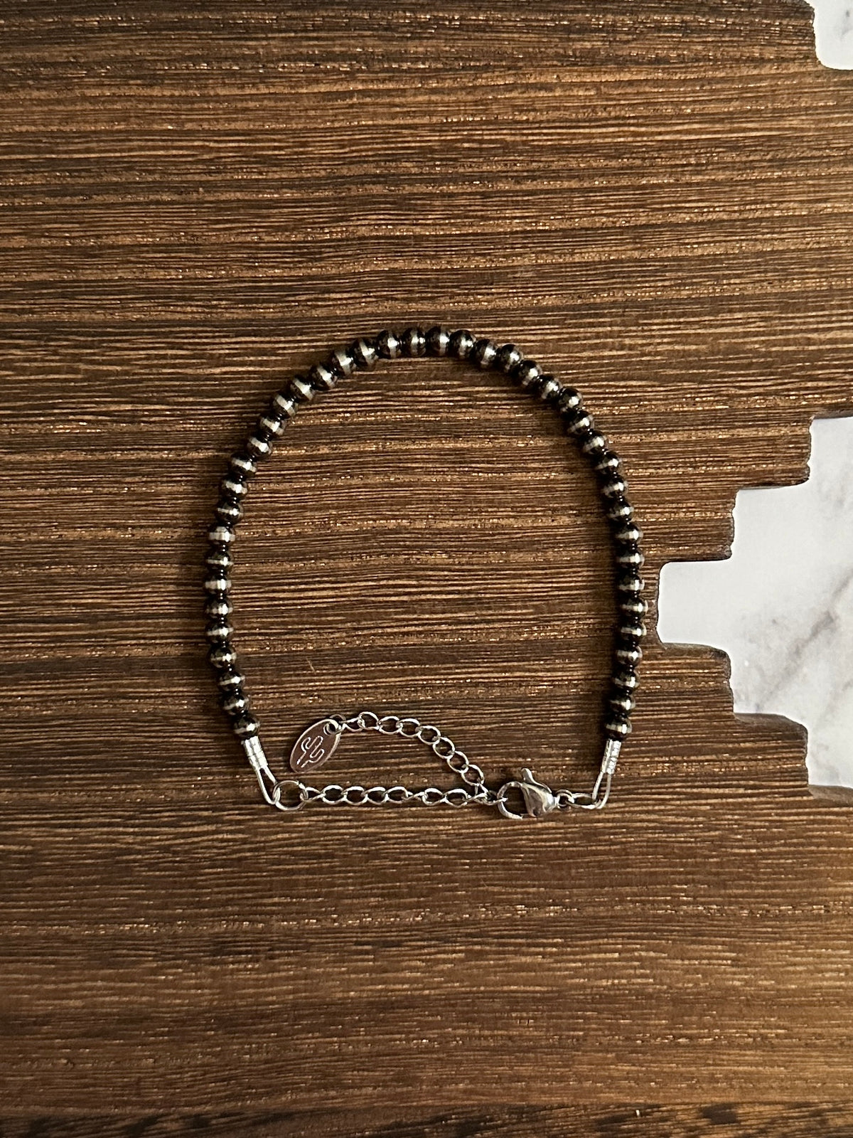 4mm Brushed Steel Western Pearl Bracelet Red Saguaro Jewelry by Cimarron Red Saguaro Trading Post