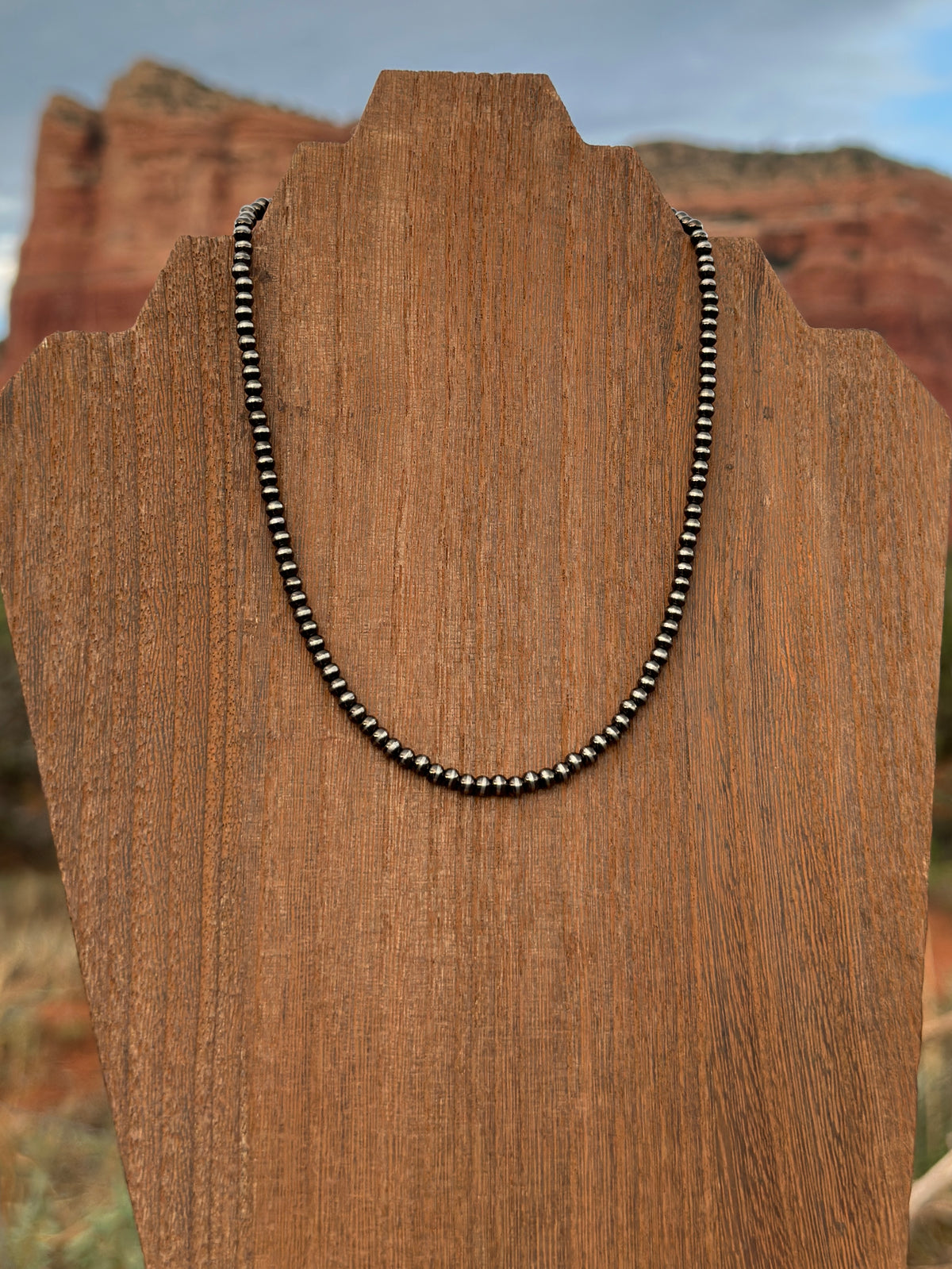 4mm Brushed Steel Western Pearl Necklace 14 inch or 16 inch Red Saguaro Jewelry by Cimarron Red Saguaro Trading Post