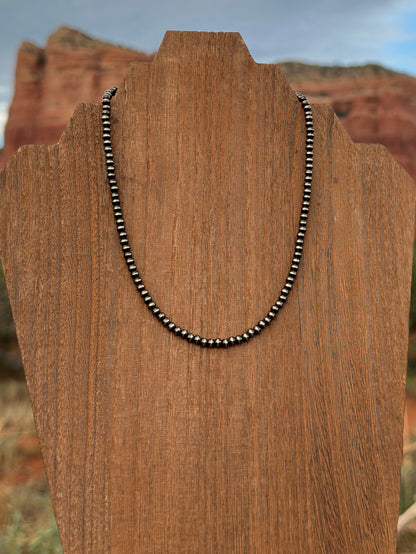 4mm Brushed Steel Western Pearl Necklace 14 inch or 16 inch Red Saguaro Jewelry by Cimarron Red Saguaro Trading Post