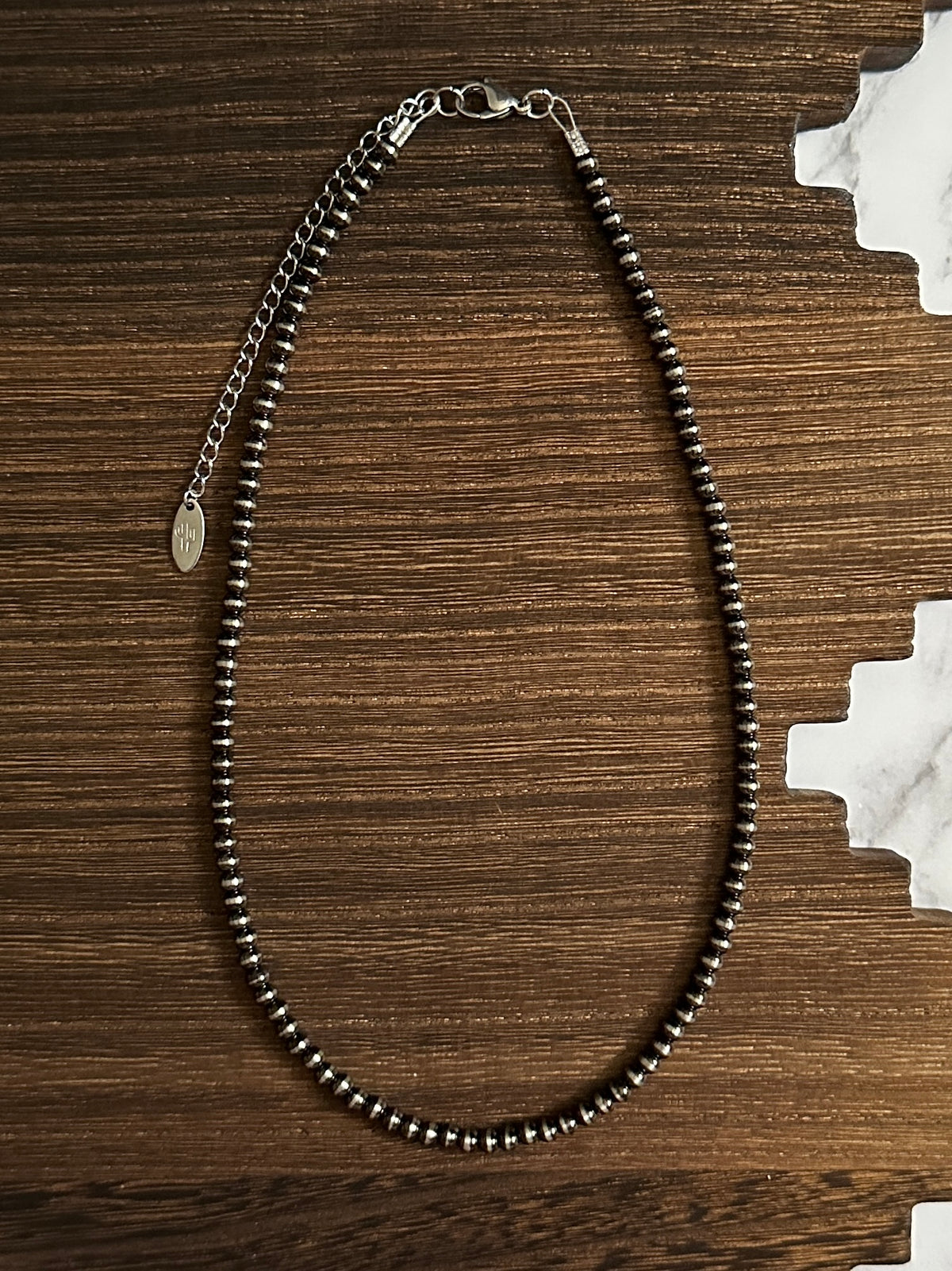 4mm Brushed Steel Western Pearl Necklace 14 inch or 16 inch Red Saguaro Jewelry by Cimarron Red Saguaro Trading Post