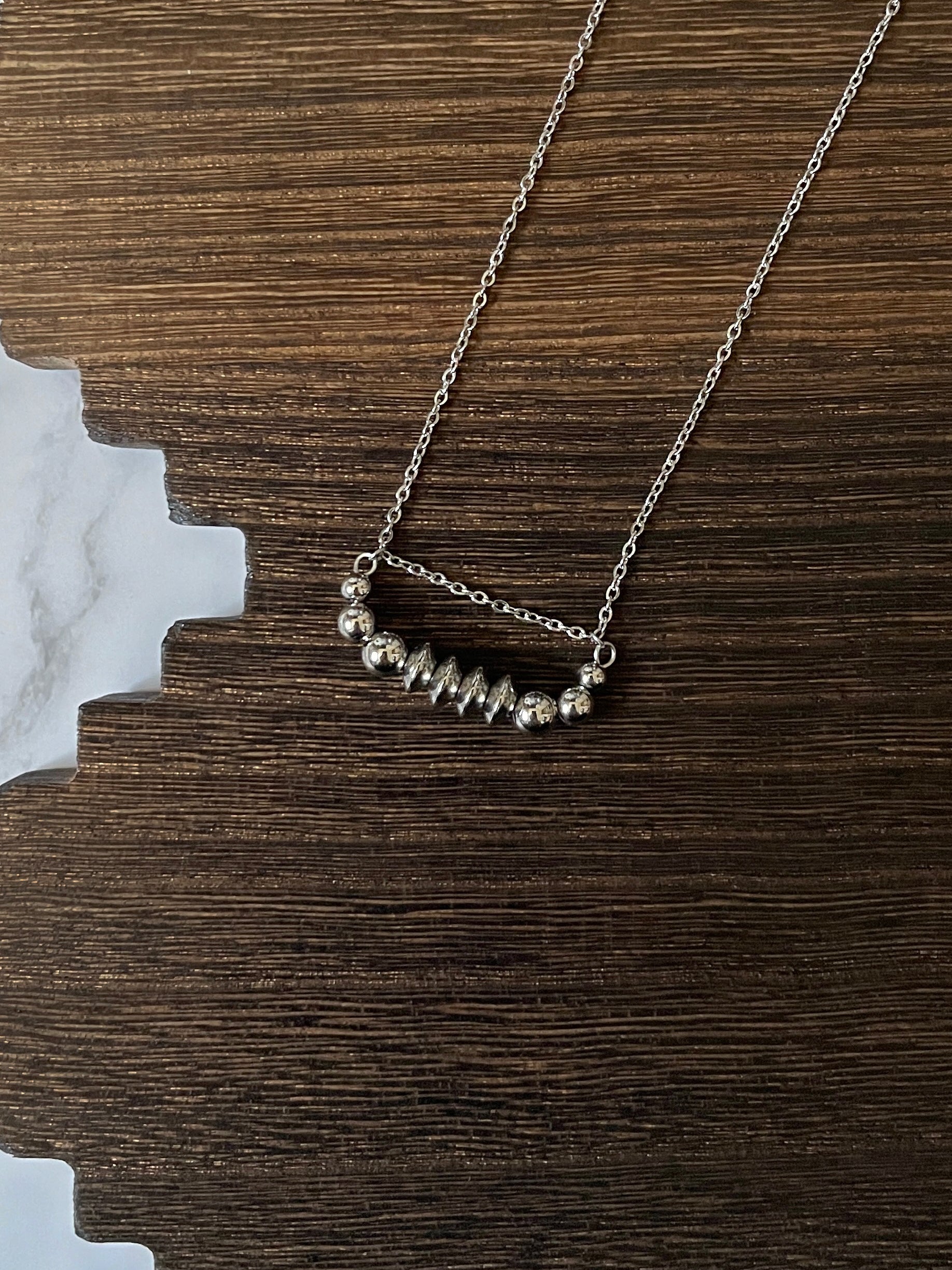 4x4 Classic Western Pearl Bar Necklace 17 inch