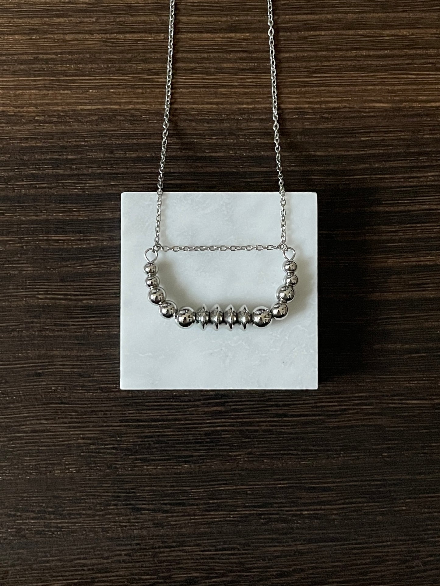 4x4 Extended Western Pearl Bar Necklace 17 inch
