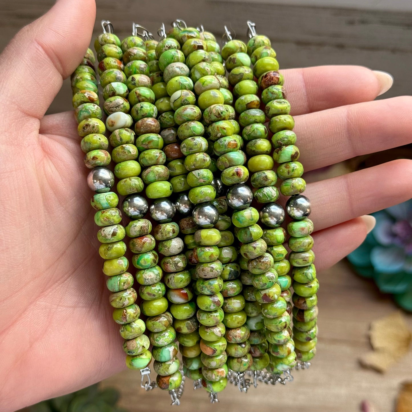 16” Green Variscite Paperclip Necklace – Sterling Silver Accent