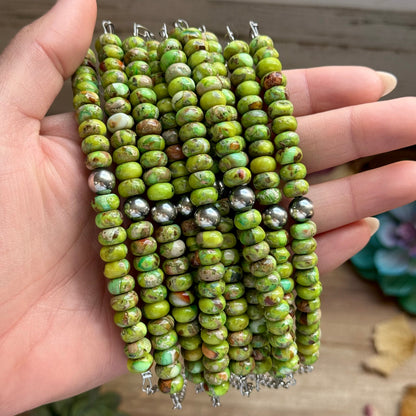 16” Green Variscite Paperclip Necklace – Sterling Silver Accent