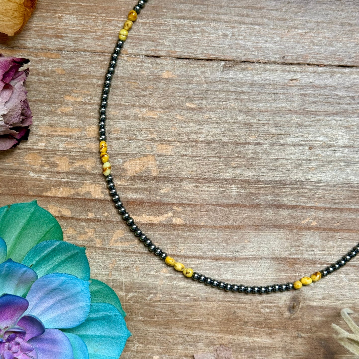 16.5” Palomino Turquoise Necklace – Sterling Silver Pearls