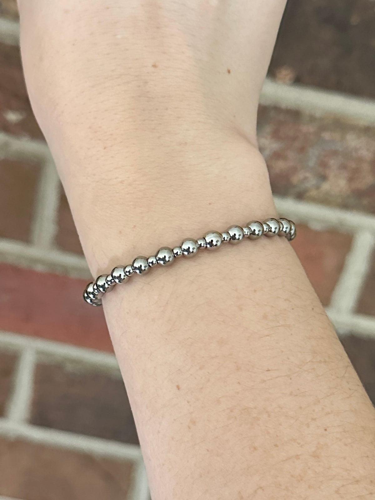 5mm & 3mm Alternating Stainless Steel Western Pearl Bracelet Red Saguaro Jewelry by Cimarron Red Saguaro Trading Post
