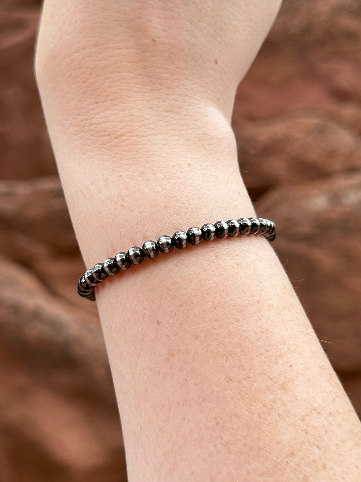 5mm Brushed Steel Western Pearl Bracelet Red Saguaro Jewelry by Cimarron Red Saguaro Trading Post