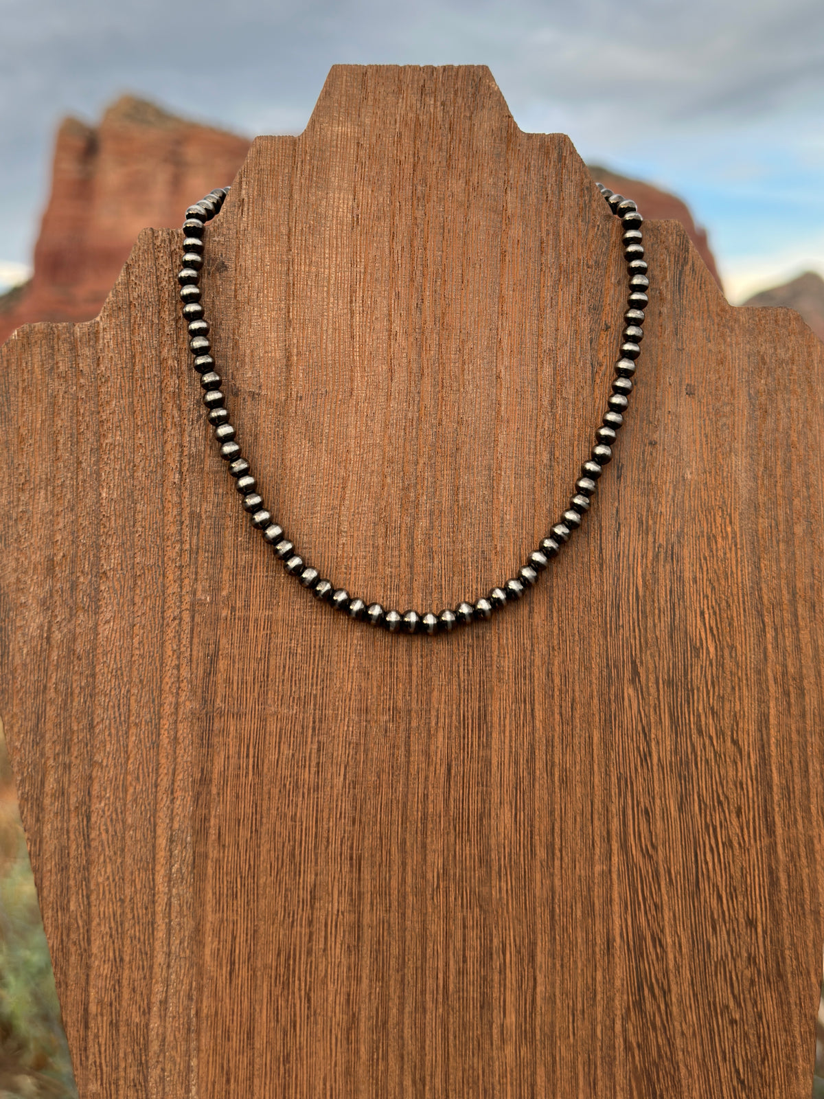 5mm Brushed Steel Western Pearl Necklace 14 inch or 16 inch Red Saguaro Jewelry by Cimarron Red Saguaro Trading Post