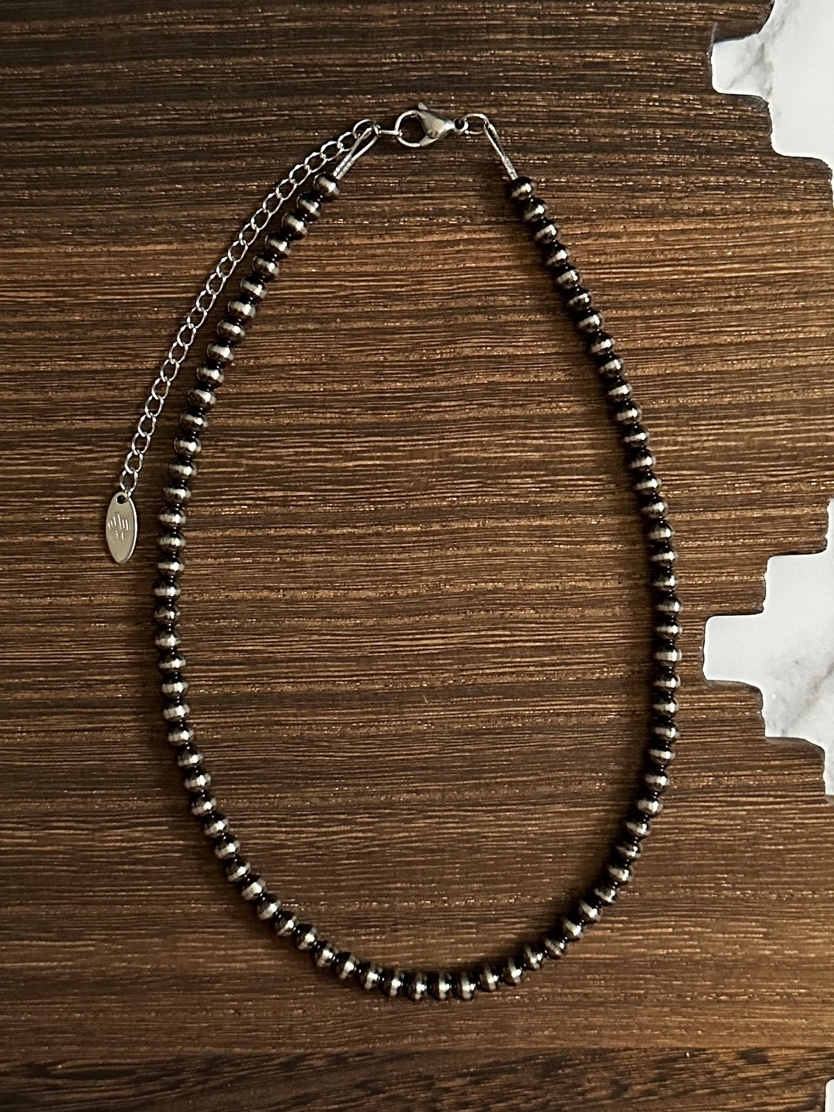 5mm Brushed Steel Western Pearl Necklace 14 inch or 16 inch Red Saguaro Jewelry by Cimarron Red Saguaro Trading Post