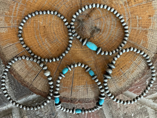 5mm Navajo Style Pearl and Turquoise Bracelet Set