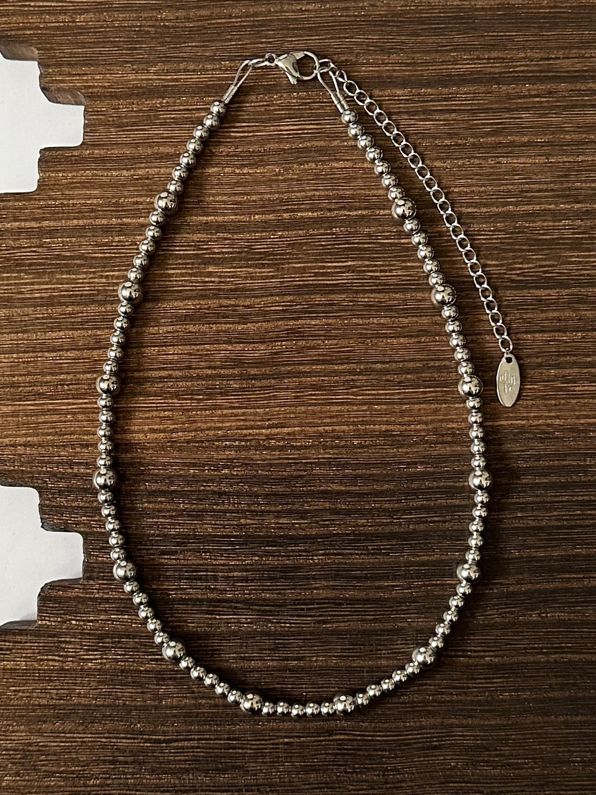 6mm & 4mm Spaced Alternating Stainless Steel Western Pearl Necklace 14 inch or 16 inch Red Saguaro Jewelry by Cimarron Red Saguaro Trading Post